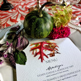 Autumn Tableau - Custom Menu Cards - s/4 - The Punctilious Mr. P's Place Card Co.