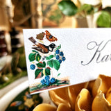 Birds, Berries & Butterflies - Custom Place Cards - Laydown - The Punctilious Mr. P's Place Card Co.