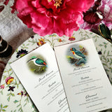 Birds of India - Custom Menu Cards - s/4 - The Punctilious Mr. P's Place Card Co.