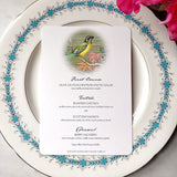 Birds of India - Custom Menu Cards - s/4 - The Punctilious Mr. P's Place Card Co.