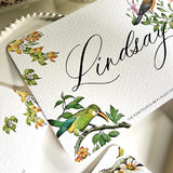 Birds of India - Custom Place Cards - Laydown - The Punctilious Mr. P's Place Card Co.