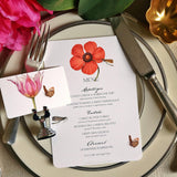 Blossoms - Custom Menu Cards - s/4 - The Punctilious Mr. P's Place Card Co.