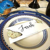 Blue Butterflies - Custom Place Cards - Laydown - The Punctilious Mr. P's Place Card Co.