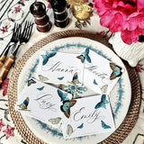 Blue Butterflies - Custom Place Cards - Laydown - The Punctilious Mr. P's Place Card Co.