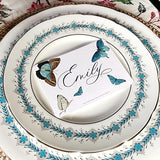 Blue Butterflies - Custom Place Cards - Laydown - The Punctilious Mr. P's Place Card Co.