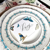 Blue Butterflies - Custom Place Cards - Laydown - The Punctilious Mr. P's Place Card Co.