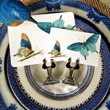 Blue Butterflies - Custom Place Cards - Upright - The Punctilious Mr. P's Place Card Co.