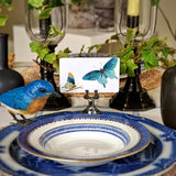 Blue Butterflies - Custom Place Cards - Upright - The Punctilious Mr. P's Place Card Co.