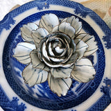 Ceramic Blossom: Camellia - Carrara Bleu - The Punctilious Mr. P's Place Card Co.