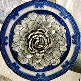 Ceramic Blossom: Hermione Peony - Carrara Bleu - The Punctilious Mr. P's Place Card Co.