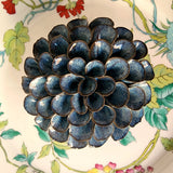 Ceramic Blossom: Pompom Zinnia - Dusty Cobalt - The Punctilious Mr. P's Place Card Co.