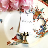 Courtship of Peacocks - Custom Place Cards - Upright - The Punctilious Mr. P's Place Card Co.