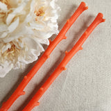 Hickory Twig Candle Pair - Tangerine - The Punctilious Mr. P's Place Card Co.
