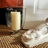 Leaf Cut Glass Hurricane Candle Holders - Trio - The Punctilious Mr. P's Place Card Co.