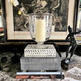 Leaf Cut Glass Hurricane Candle Holders - Trio - The Punctilious Mr. P's Place Card Co.