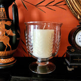 Leaf Cut Glass Hurricane Candle Holders - Trio - The Punctilious Mr. P's Place Card Co.