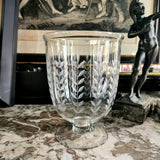 Leaf Cut Glass Hurricane Candle Holders - Trio - The Punctilious Mr. P's Place Card Co.
