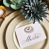 Lover's Eye - Pearl - Custom Place Cards - Laydown Event Size - The Punctilious Mr. P's Place Card Co.