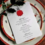 Marian McEvoy: 'Ornaments' Custom Menu Cards s/4 - The Punctilious Mr. P's Place Card Co.