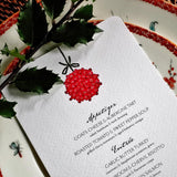 Marian McEvoy: 'Ornaments' Custom Menu Cards s/4 - The Punctilious Mr. P's Place Card Co.