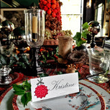 Marian McEvoy: 'Ornaments - Custom Place Cards - Laydown - The Punctilious Mr. P's Place Card Co.