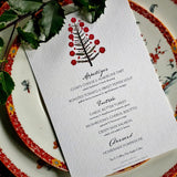 Marian McEvoy: 'Tannenbaum' - Custom Menu Cards s/4 - The Punctilious Mr. P's Place Card Co.