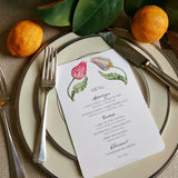 Parrot Tulips - Custom Menu Cards - s/4 - The Punctilious Mr. P's Place Card Co.