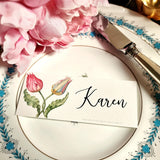 Parrot Tulips - Custom Place Cards - Laydown - The Punctilious Mr. P's Place Card Co.