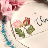 Parrot Tulips - Custom Place Cards - Laydown - The Punctilious Mr. P's Place Card Co.