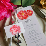 Peony - Custom Menu Cards - s/4 - The Punctilious Mr. P's Place Card Co.