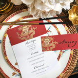 Radiant Dragon: Cinnabar - Custom Menu Cards - s/4 - The Punctilious Mr. P's Place Card Co.