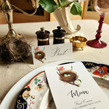 Robin's Eggs - Custom Menu Cards - s/4 - The Punctilious Mr. P's Place Card Co.