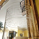 Tall Greek Key Cut Glass Hurricane Candle Holders - Pair - The Punctilious Mr. P's Place Card Co.