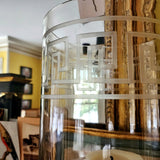 Tall Greek Key Cut Glass Hurricane Candle Holders - Pair - The Punctilious Mr. P's Place Card Co.
