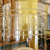 Tall Greek Key Cut Glass Hurricane Candle Holders - Pair - The Punctilious Mr. P's Place Card Co.