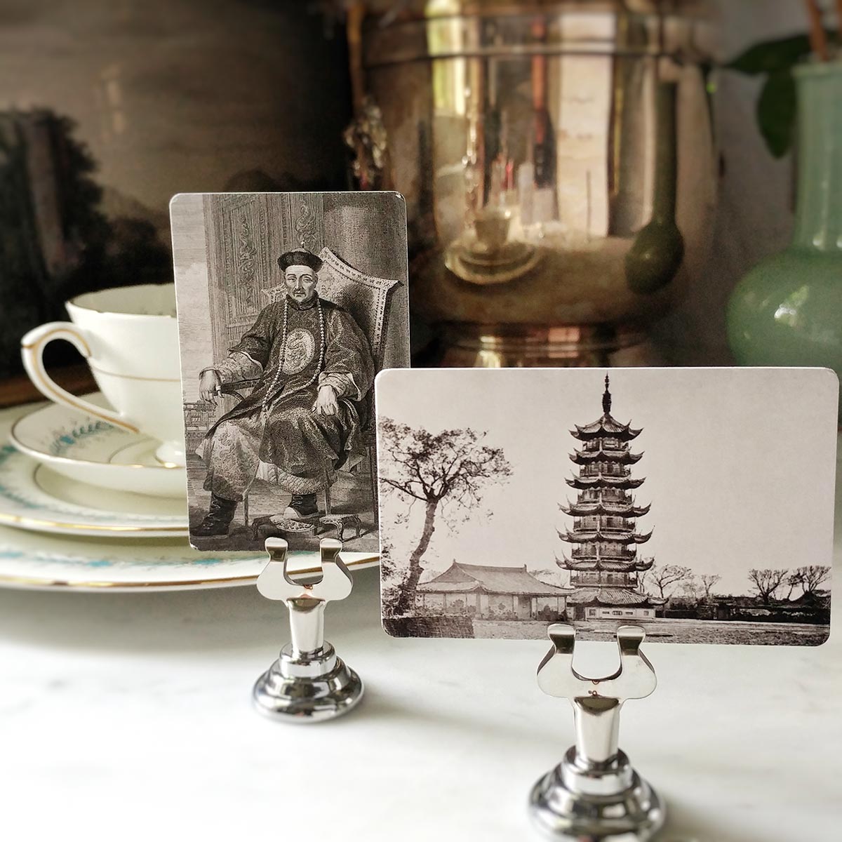 8- outlets vintage Pagoda Brass name card holders