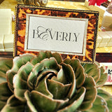 Tortoise Shell - Custom Place Cards - Upright - The Punctilious Mr. P's Place Card Co.