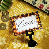 Tortoise Shell - Custom Place Cards - Upright - The Punctilious Mr. P's Place Card Co.