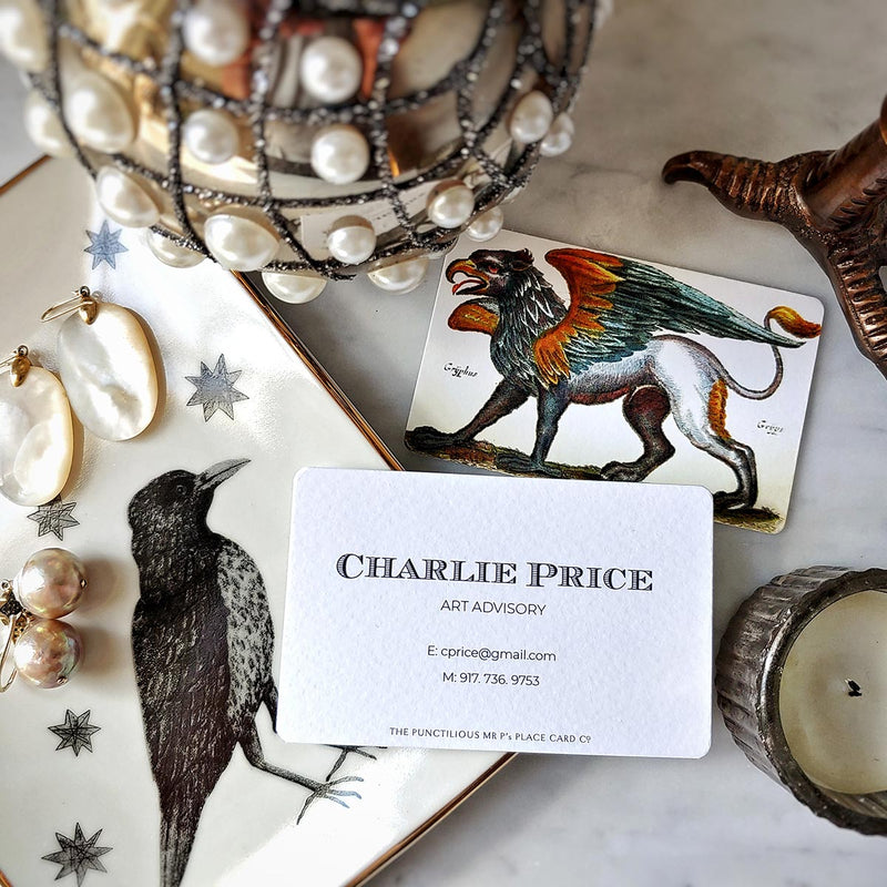 The Punctilious Mr. P's Place Card Co. Fierce Gryphon custom 'Calling Cards' in engraver's font