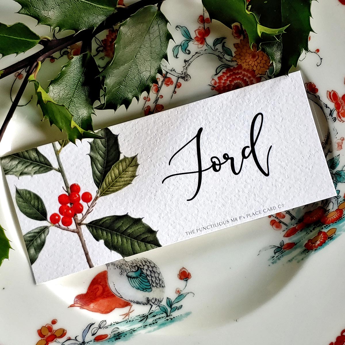 Set/16 Holly- Custom Laydown Christmas place cards/ name cards – The  Punctilious Mr. P's Place Card Co.