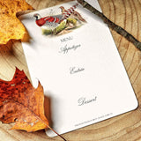 The Punctilious Mr. P's Place Card Co. Mayfair size custom Menu card with Calligraphed Courses