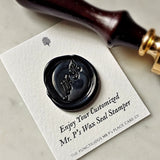 the punctilious Mr. P's Place Card Co. custom wax seal stamp card showing personalized seal