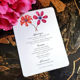 The Punctilious Mr. P's Place Card Co. "Anemones" menu card in the Mayfair size on a chinoiserie table