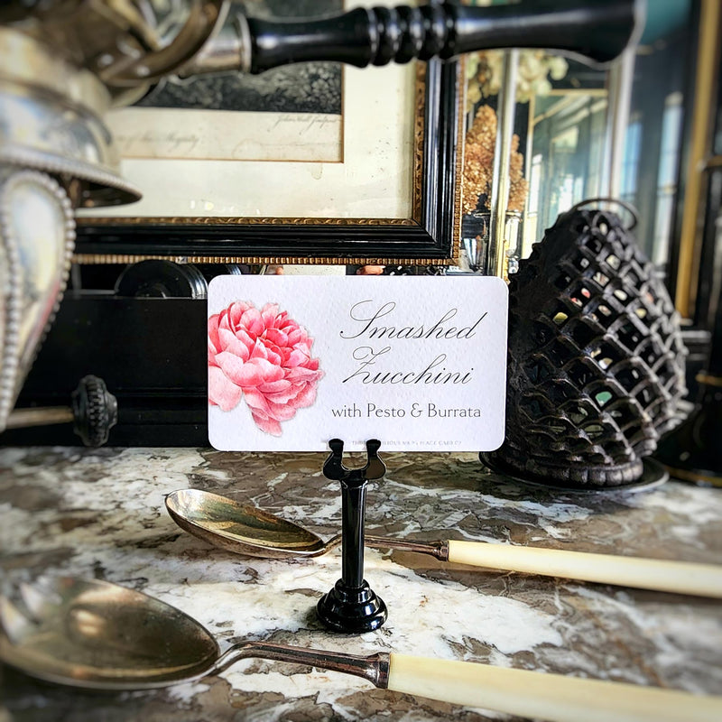 the punctilious mr. p's Place Card Co. 'Peony' custom buffet tags