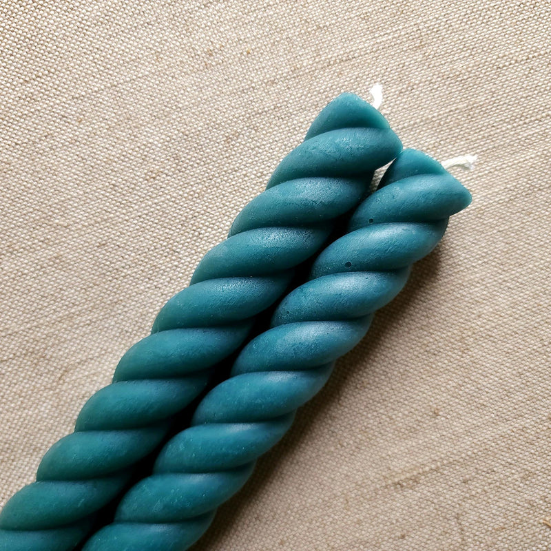 The Punctilious Mr. P's Place Card Co. rope taper candle in teal