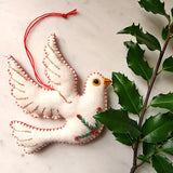 The Punctilious Mr. P's place card co. 'Santa Trio' Christmas ornaments featuring white dove of peace