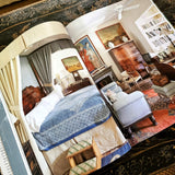 furlow gatewood's blue and white bedroom with antiques and canopy bed