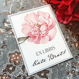 The Punctilious Mr. P's Place Card Co. personalized "Blossoms" motif bookplate in the "Ex Libris" style.