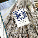 The Punctilious Mr. P's Place Card Co. personalized "blue and white" motif bookplates in the "from the library of" style.