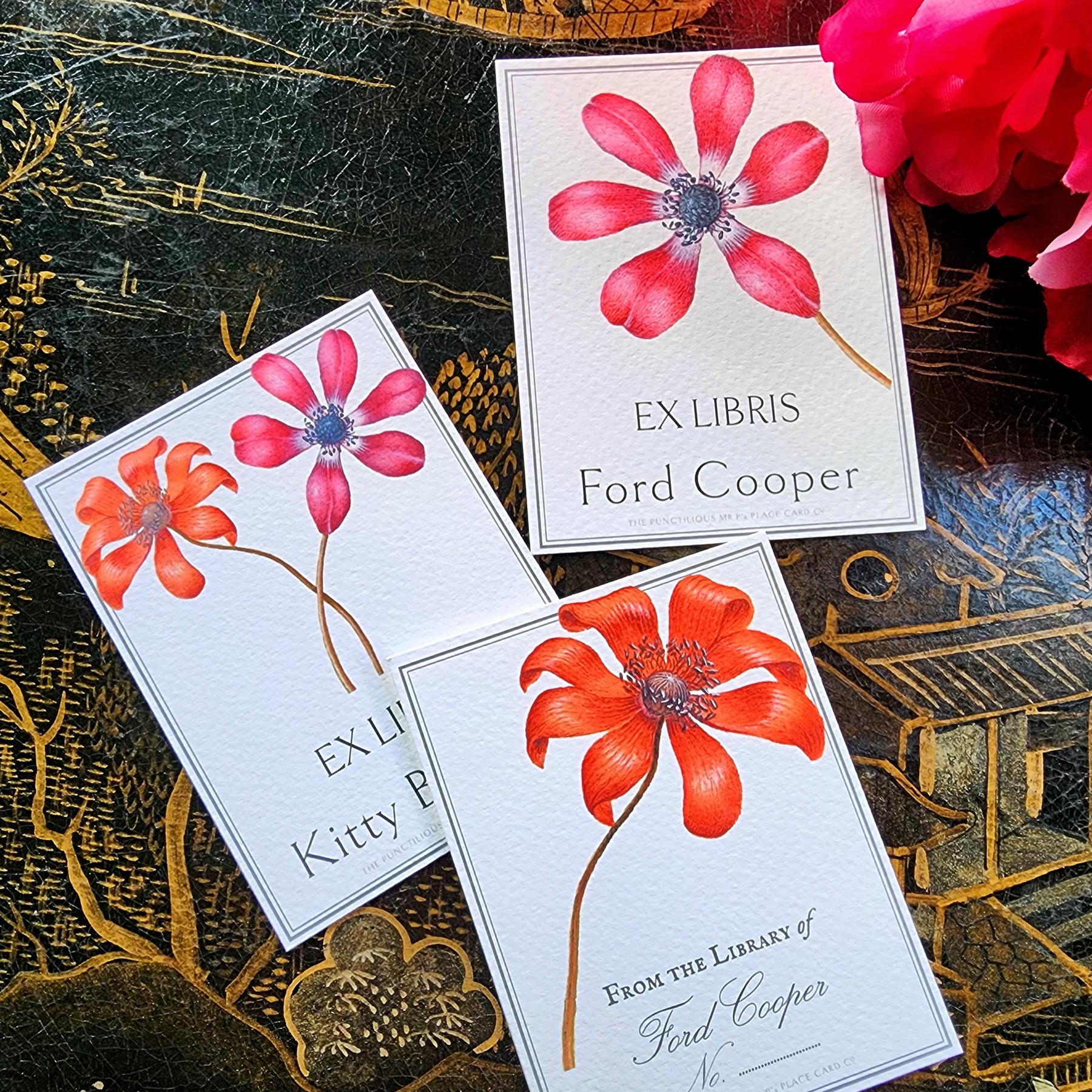 S/12 Anemones Custom Bookplates for a private library